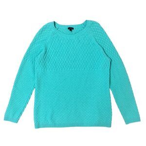 Talbots Lambswool Blend Sweater Turquoise Knit Large
